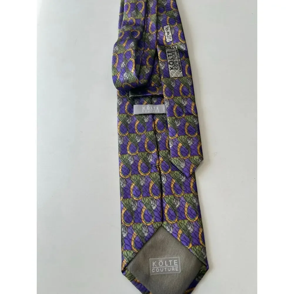 Kolte Couture Italy Limited Edition Silk Men's Neck Tie Purple Green SG